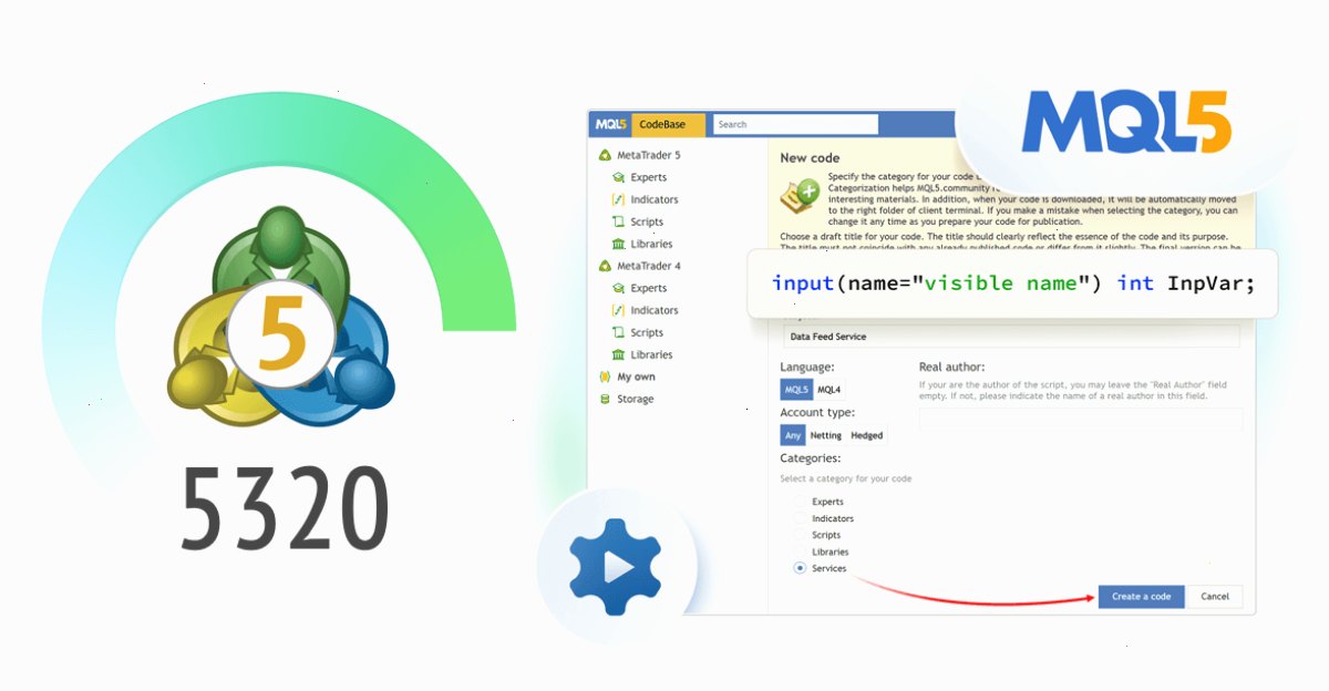 MT5下载_MetaTrader5下载_证书绑定通道：新版 MetaTrader 5 平台 Build 5320：代码库中的服务和改进的 MQL5 输入变量操作（封面配图）